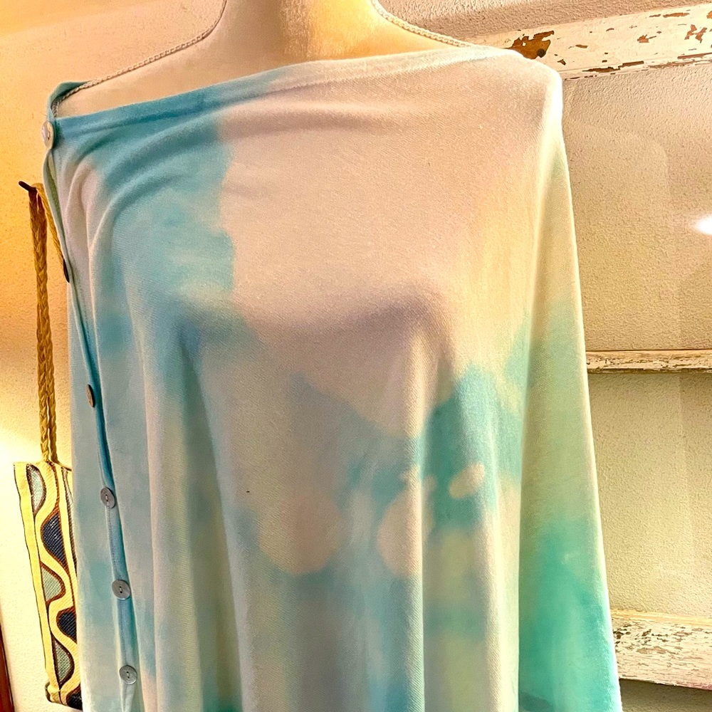 Knit Tie-Dye Poncho Cover-Up, Shawl Scarf Handmade NWT